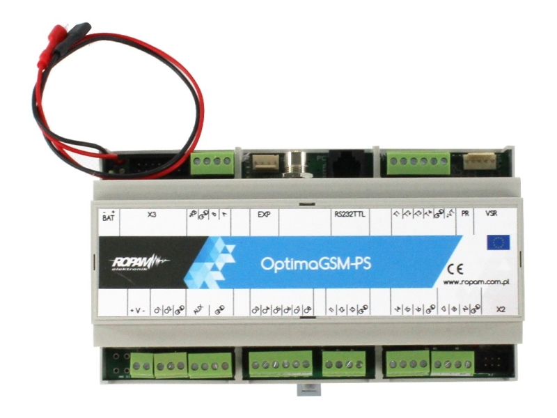 OptimaGSM-PS-D9M Centrala alarmowa z GSM i funkcją automatyki budynkowej, obudowa na szynę DIN Ropam